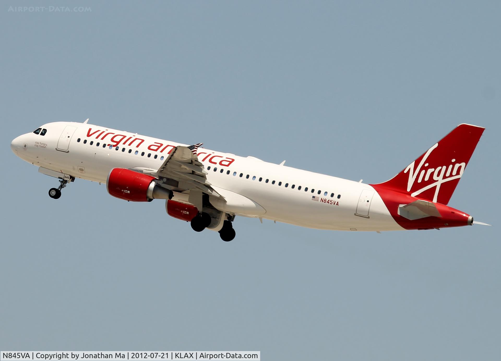 N845VA, 2011 Airbus A320-214 C/N 4867, Rockets out of South side