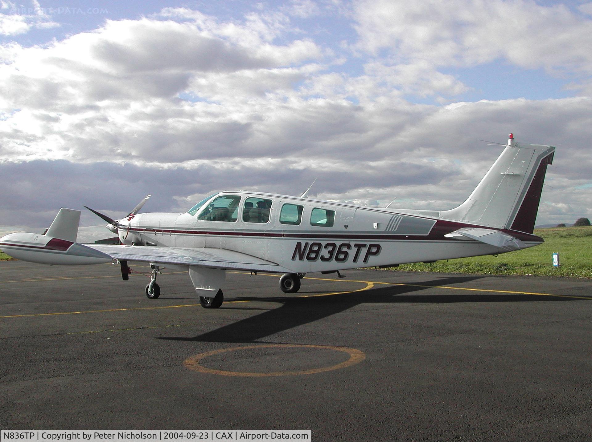 N836TP, 1984 Beech A36 Bonanza 36 C/N E=2124, Beech Bonanza visiting Carlisle in September 2004.