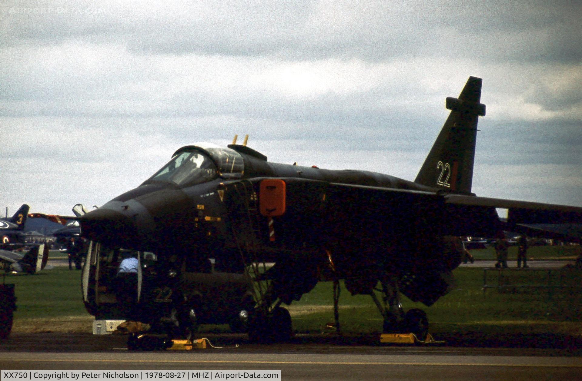 XX750, 1975 Sepecat Jaguar GR.1 C/N S.47, Jaguar GR.1 of RAF Lossiemouth's 226 Operational Conversion Unit on the flight-line at the 1978 RAF Mildenhall Air Fete.
