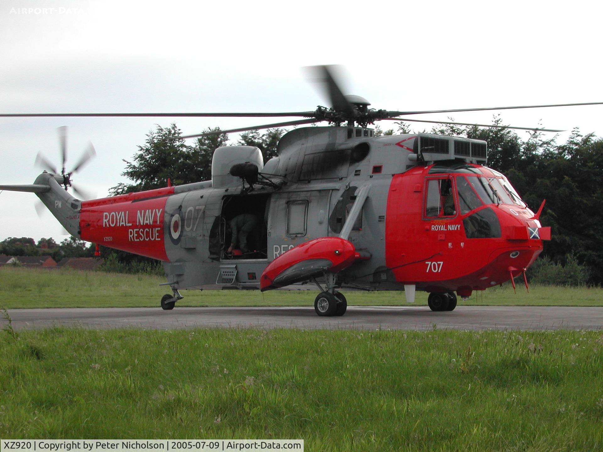 XZ920, 1979 Westland Sea King HU.5SAR C/N WA880, Wessex HU.5SAR of 771 Squadron on the heli-pad of the Cumberland Infirmary at Carlisle in the Summer of 2005.