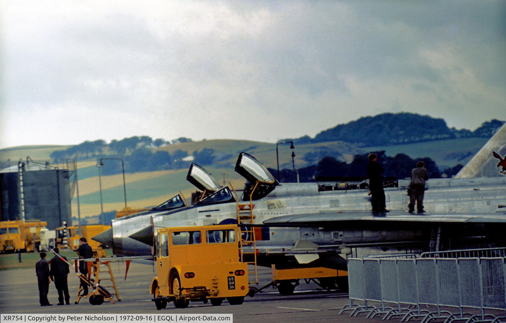 XR754, 1965 English Electric Lightning F.6 C/N 95219, Lightning F.6 of 23 Squadron on the flight-line at the 1972 RAF Leuchars Airshow.