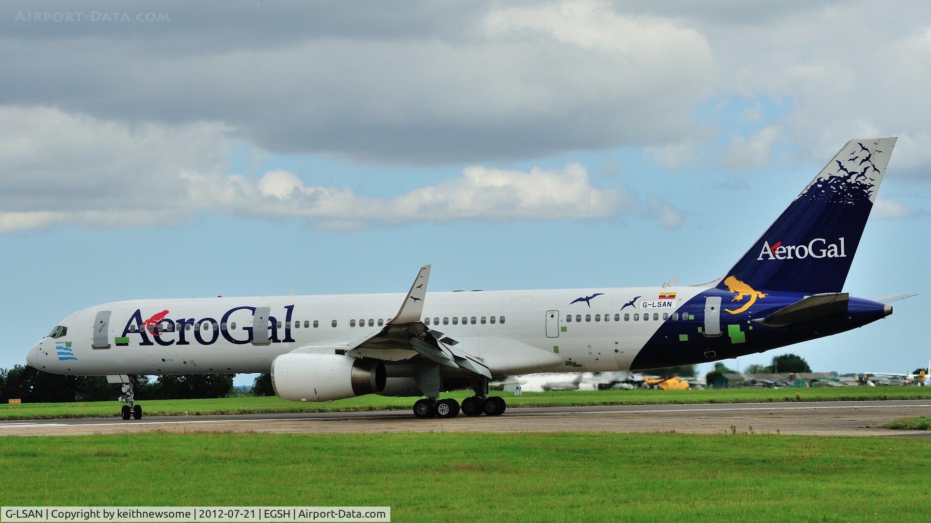 G-LSAN, 1994 Boeing 757-2K2 C/N 26635, Another 'Jacobs Coat' for Air Livery !