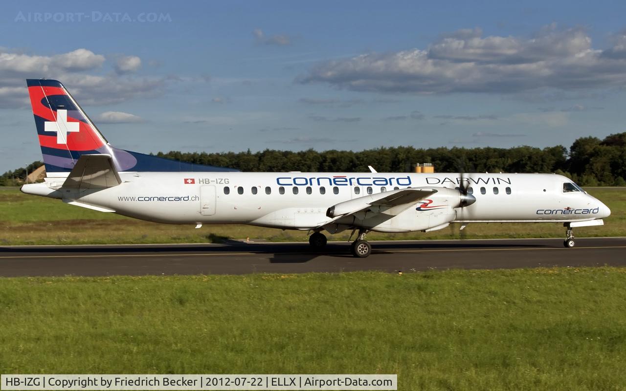 HB-IZG, 1995 Saab 2000 C/N 2000-010, taxying to the active