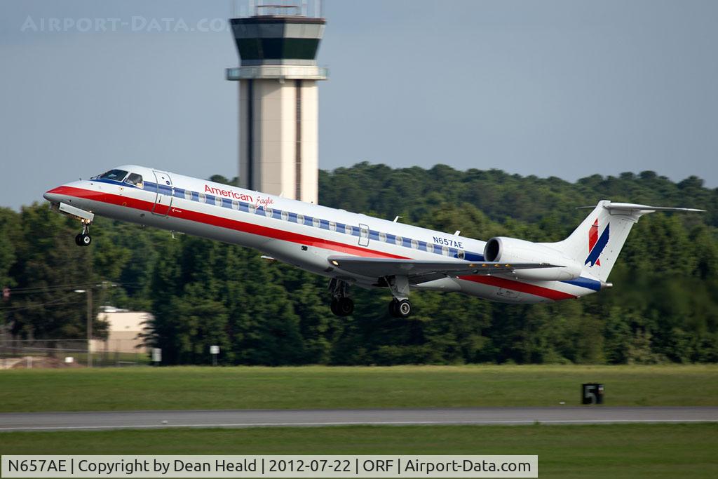 N657AE, 2003 Embraer ERJ-145LR (EMB-145LR) C/N 145744, American Eagle N657AE (FLT EGF4324) departing RWY 5 en route to New York John F. Kennedy Int'l (KJFK).