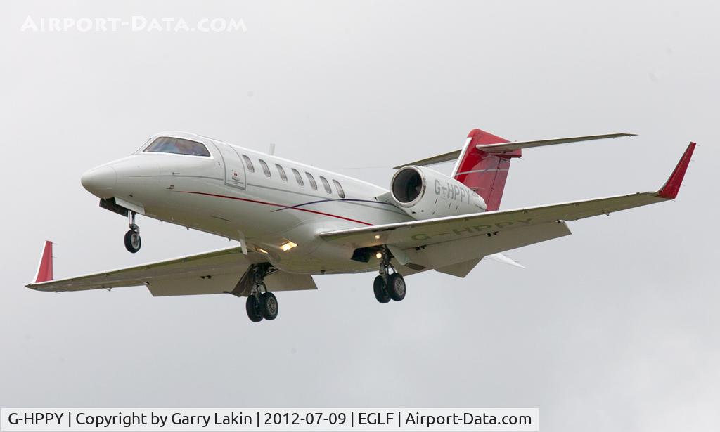 G-HPPY, 2008 Learjet 45 C/N 45-2102, On finals to land at Farnborough