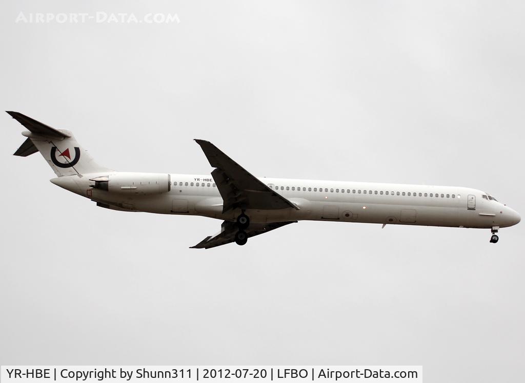 YR-HBE, 1986 McDonnell Douglas MD-83 (DC-9-83) C/N 49396, Landing rwy 32L with Mistral Air callsign... a nice surprise !