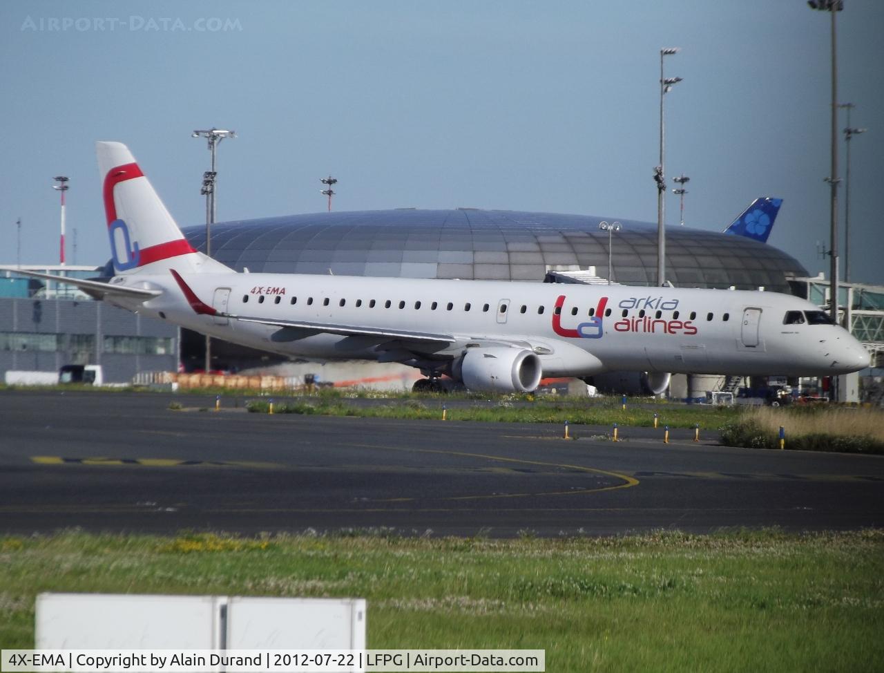 4X-EMA, 2008 Embraer 195LR (ERJ-190-200LR) C/N 19000172, Not the best picture but Arkia's single 