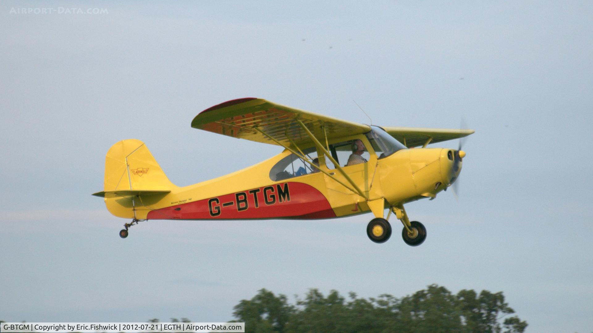 G-BTGM, 1946 Aeronca 7AC Champion C/N 7AC-3665, 4. G-BTGM departing Shuttleworth Sunset Air Display, July 2012