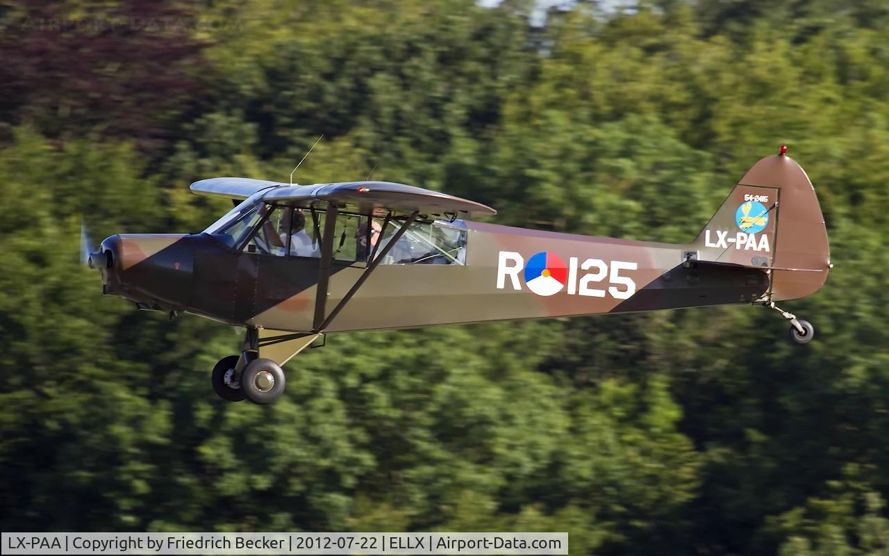 LX-PAA, 1954 Piper L-21B Super Cub (PA-18-135) C/N 18-3815, short final RW06