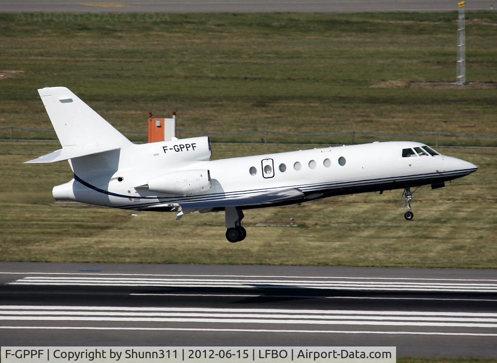 F-GPPF, 1981 Dassault Falcon 50 C/N 65, Landing rwy 14R in new c/s