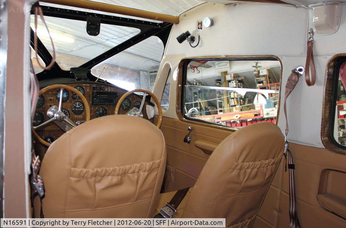 N16591, 1936 Waco EQC-6 C/N 4490, Inside view of 1936 Waco EQC-6, c/n: 4490