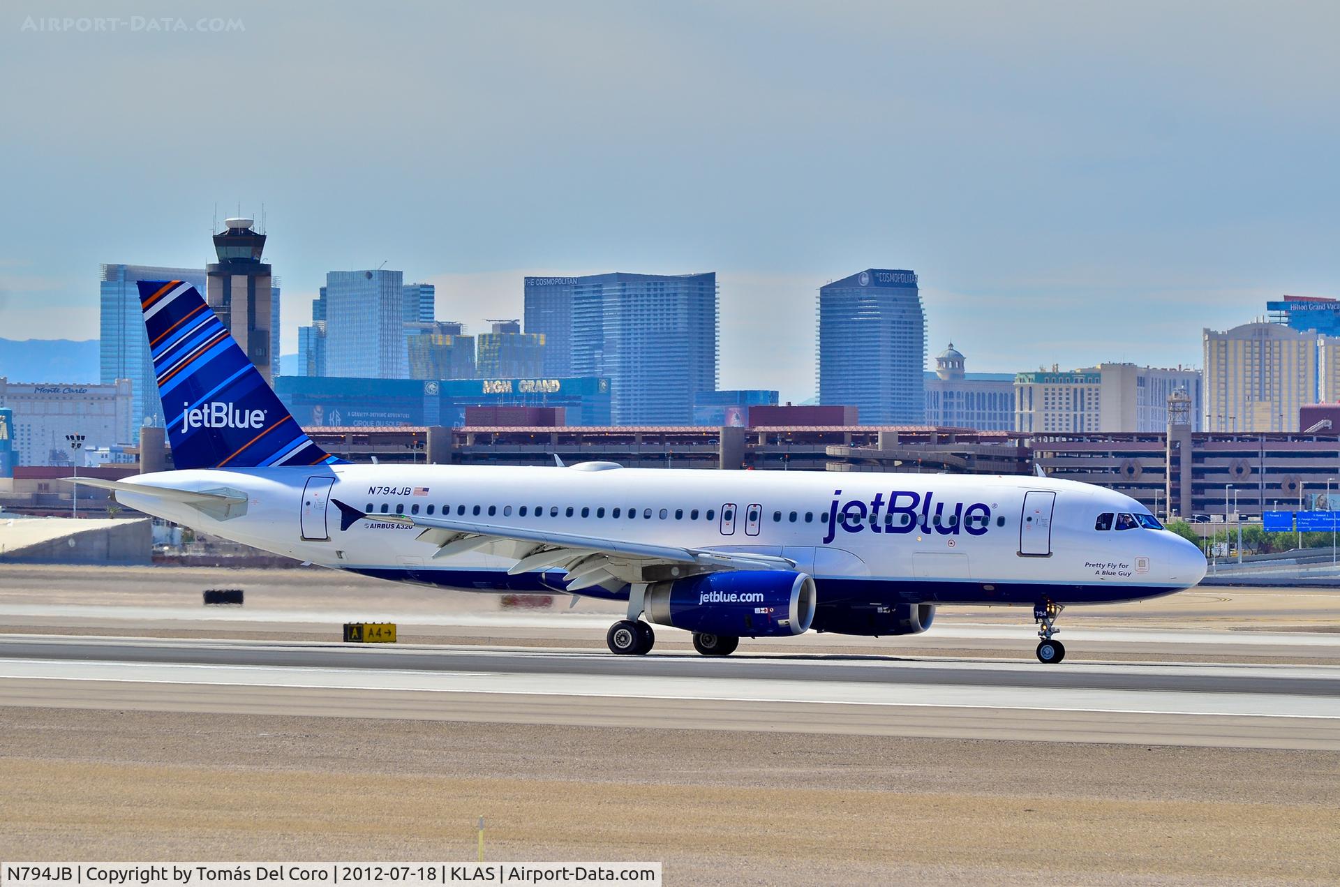 N794JB, 2011 Airbus A320-232 C/N 4904, N794JB JetBlue Airways Airbus A320-232 C/N 4904 (cn 4904) 'Pretty Fly For A Blue Guy'

Las Vegas - McCarran International (LAS / KLAS)
USA - Nevada, July 18, 2012
Photo: Tomás Del Coro