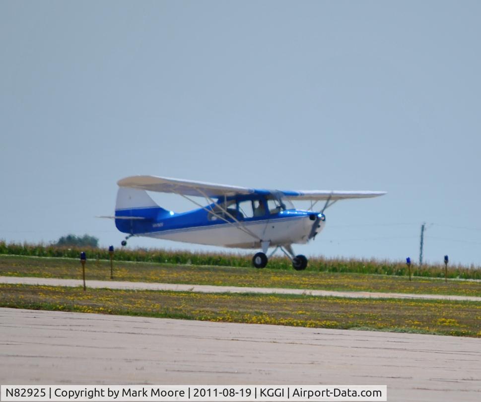 N82925, 1946 Aeronca 7AC Champion C/N 7AC-1575, Wheel landing at Grinnell, IA KGGI July, 2011