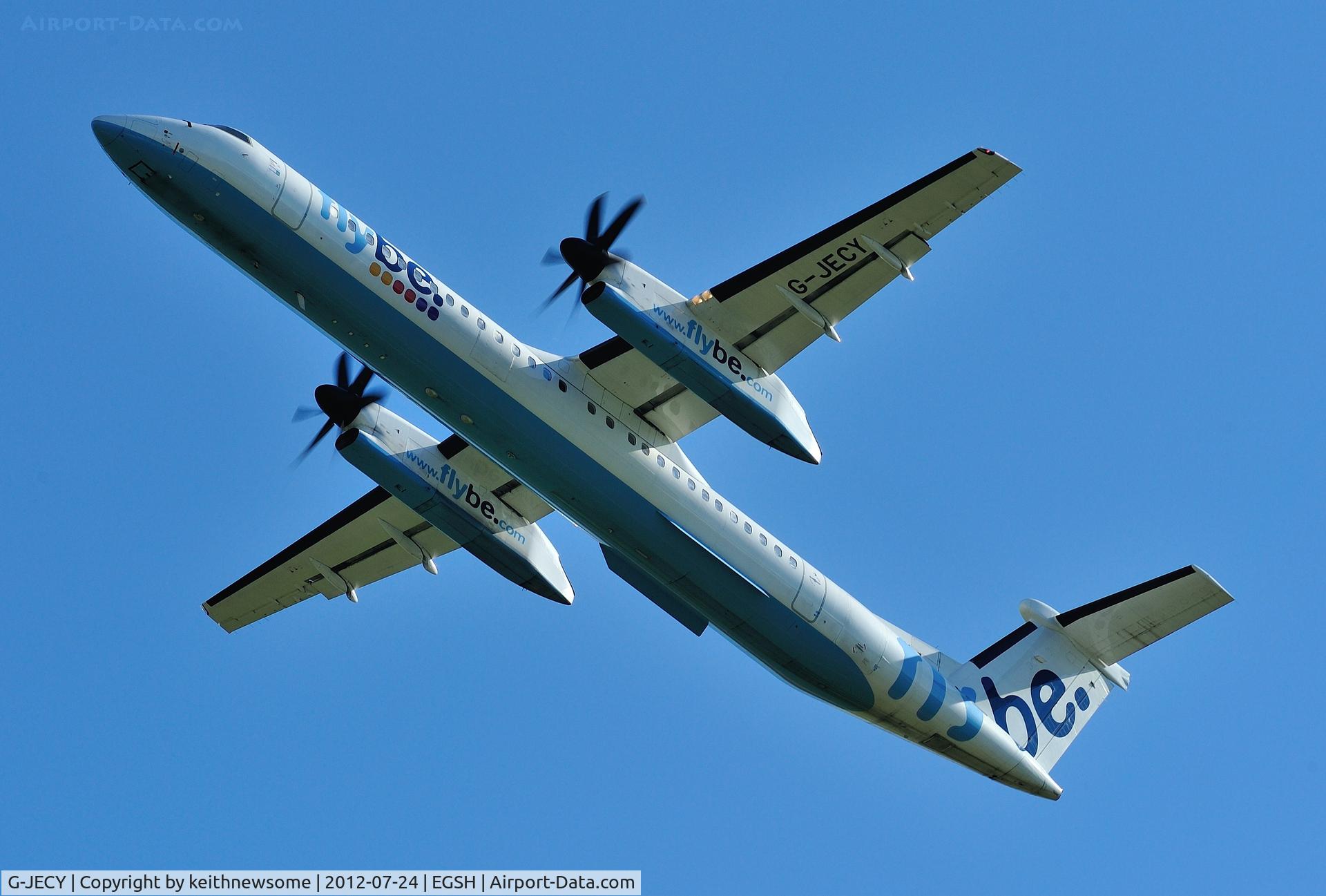 G-JECY, 2007 De Havilland Canada DHC-8-402Q Dash 8 C/N 4157, Climbing out on a glorious day !