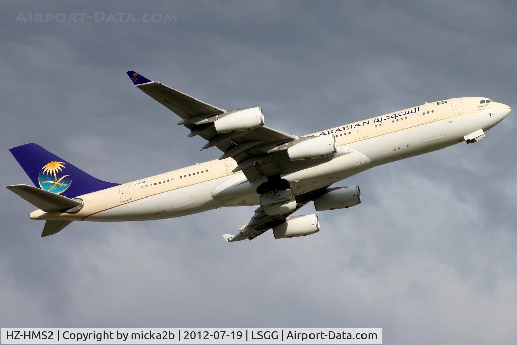 HZ-HMS2, 1997 Airbus A340-213X C/N 204, Take off in 25. First visit in Europe.