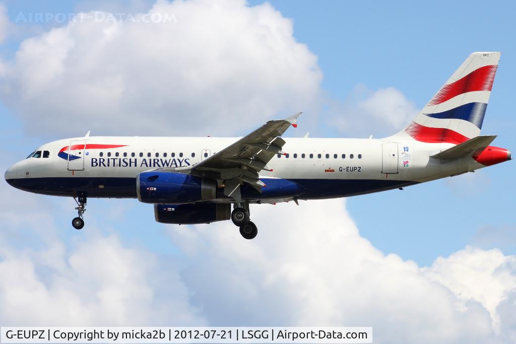 G-EUPZ, 2001 Airbus A319-131 C/N 1510, Landing in 03 from London Heathrow