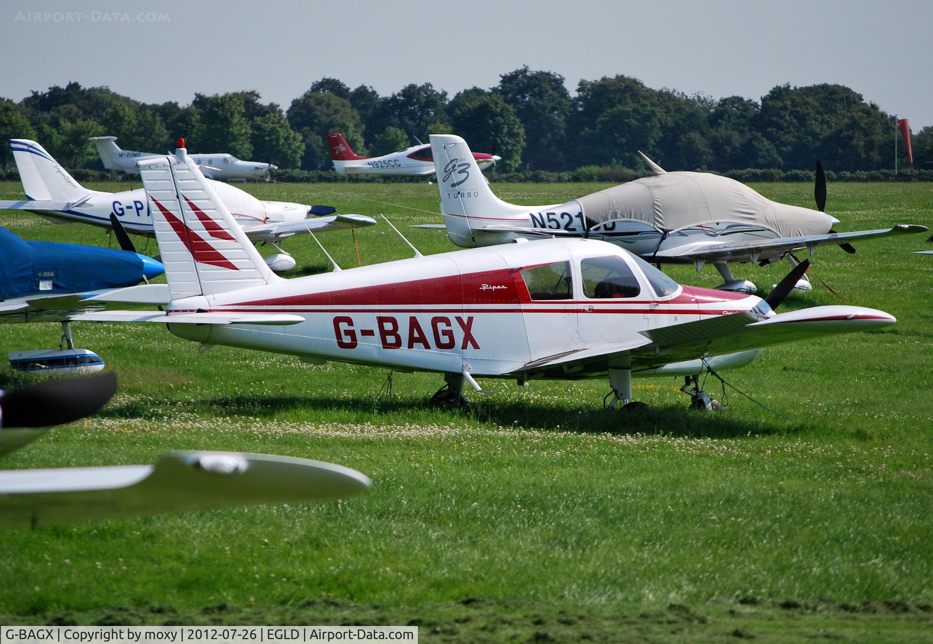 G-BAGX, 1967 Piper PA-28-140 Cherokee C/N 28-23633, Cherokee at Denham. Ex N3574K