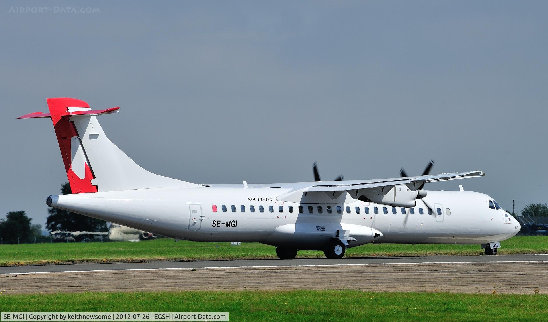 SE-MGI, 1991 ATR 72-202 C/N 241, Leaving with what looks like a 'half colour scheme' ??