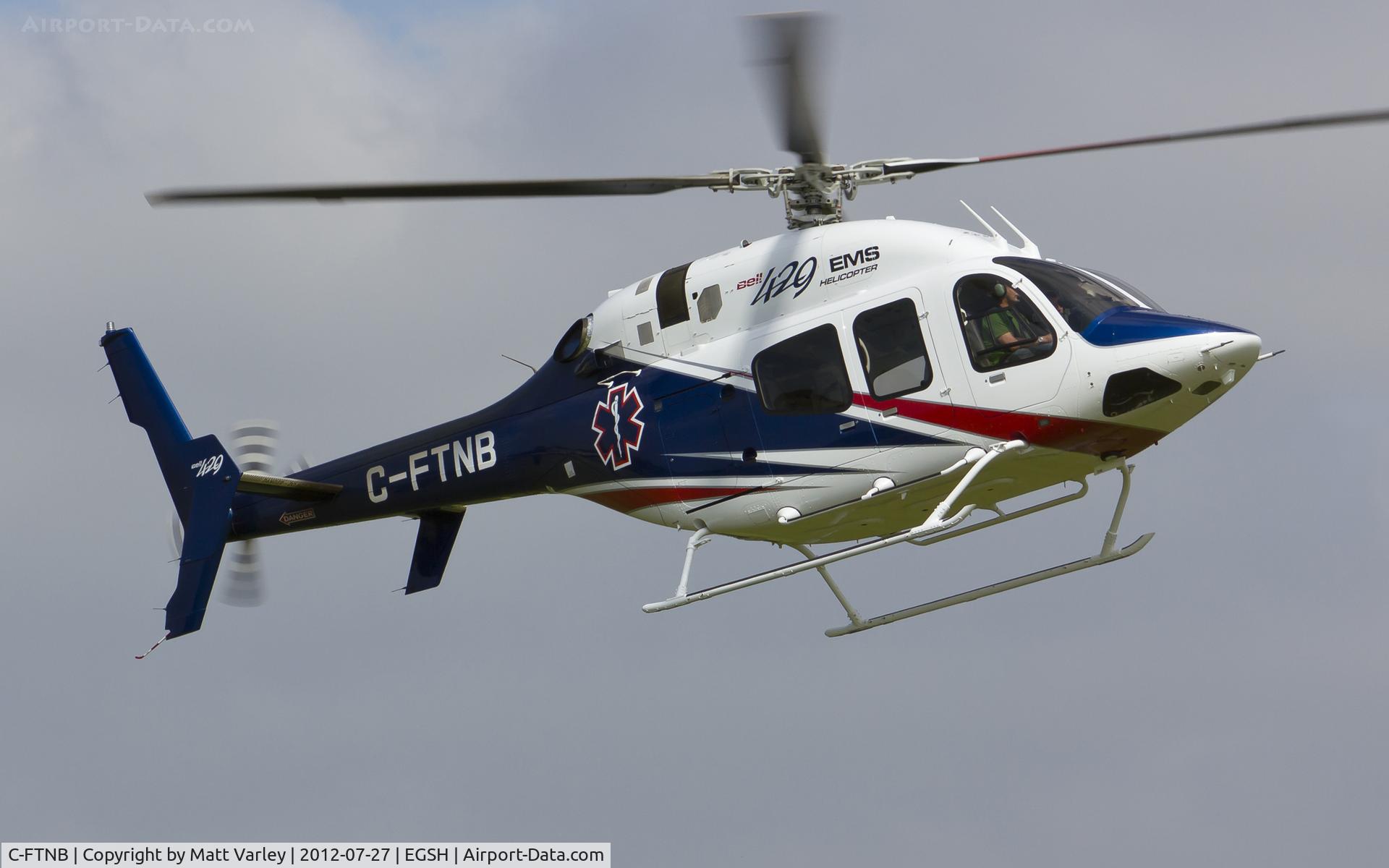 C-FTNB, 2008 Bell 429 GlobalRanger C/N 57002, Arriving at EGSH.