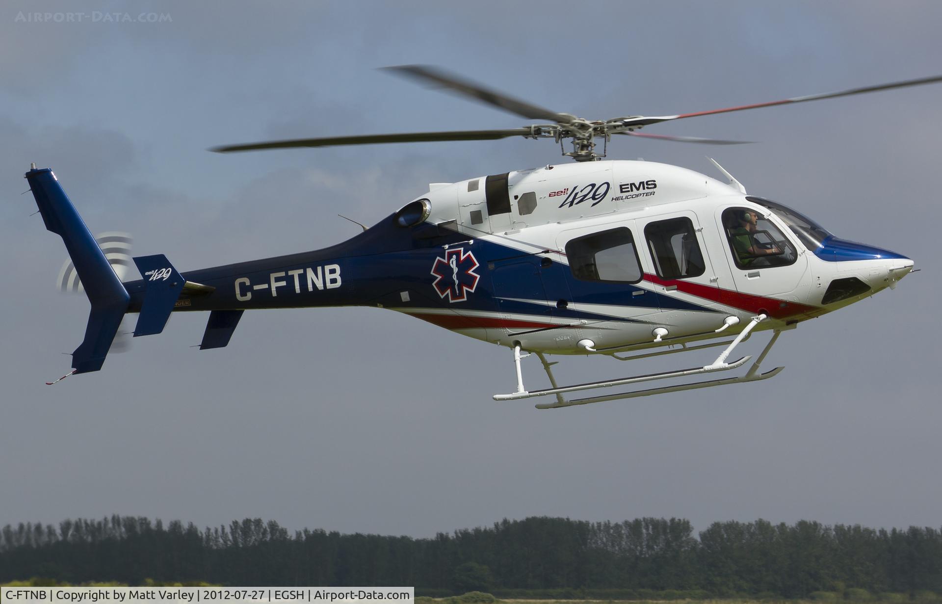 C-FTNB, 2008 Bell 429 GlobalRanger C/N 57002, About to touch down at EGSH.