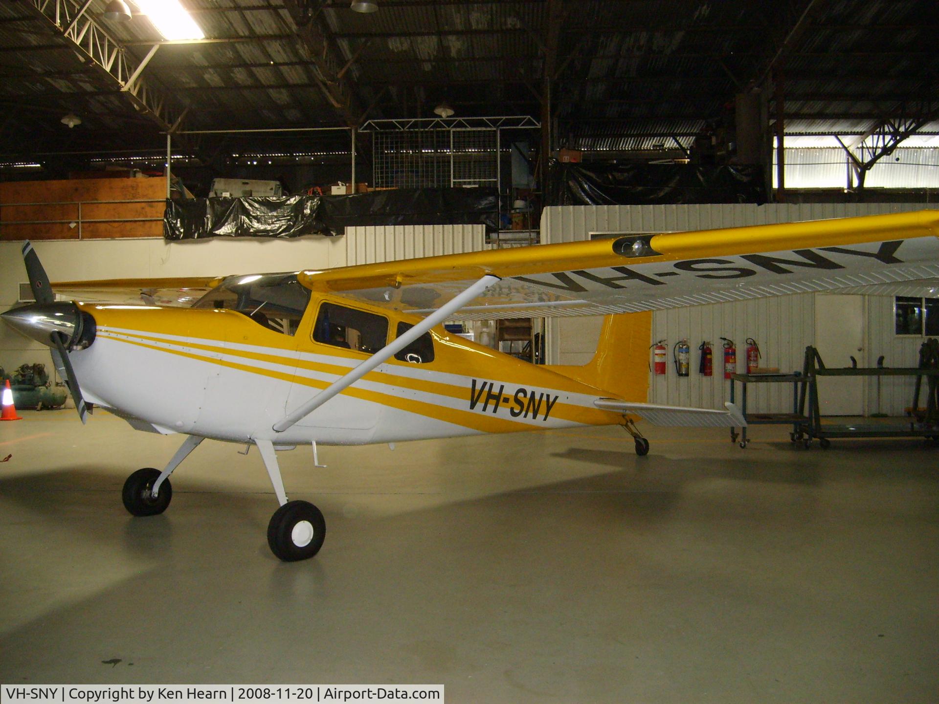 VH-SNY, 1959 Cessna 175 Skylark C/N 55712, VH-SNY now modified to tailwheel with 180hp
Lycoming.