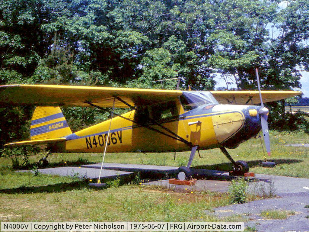 N4006V, Luscombe 8A C/N Not found N4006V, Resident Luscombe 8A Silvaire as seen at Republic Airport in the Summer of 1975.