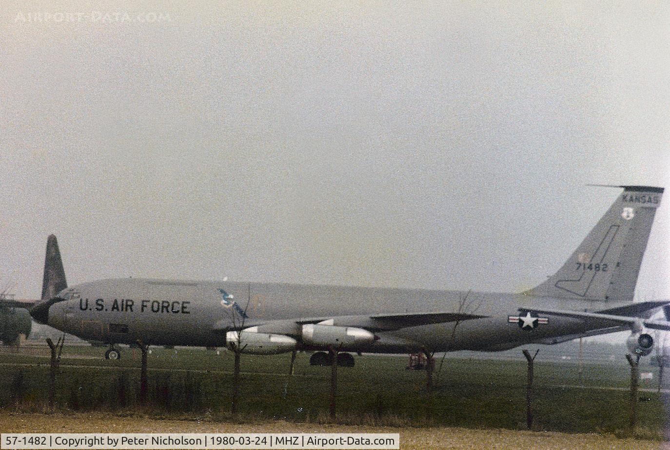 57-1482, 1957 Boeing KC-135A Stratotanker C/N 17553, KC-135A Stratotanker of 117th Air Refuelling Squadron Kansas ANG on dispersal at RAF Mildenhall in March 1980.