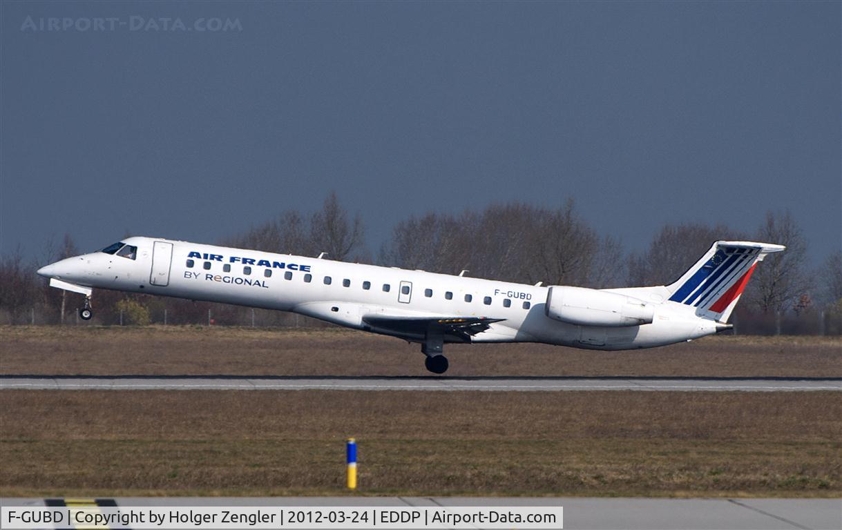 F-GUBD, 2000 Embraer ERJ-145LR (EMB-145LR) C/N 145333, A little moment of aviation history: Last landing of an Air France shuttle from CDG on Leipzig/Halle Airport, caused by AF-KLM finance disease....