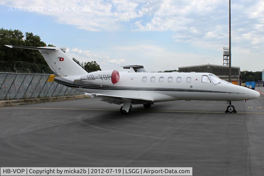 HB-VOP, 2008 Cessna 525A CitationJet CJ2+ C/N 525A-0385, Parked at RUAG