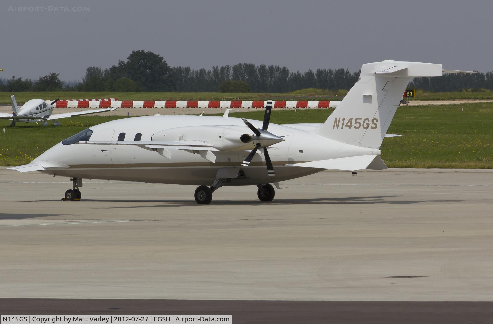 N145GS, 2007 Piaggio P-180 C/N 1145, Sat on stand at SaxonAir.
