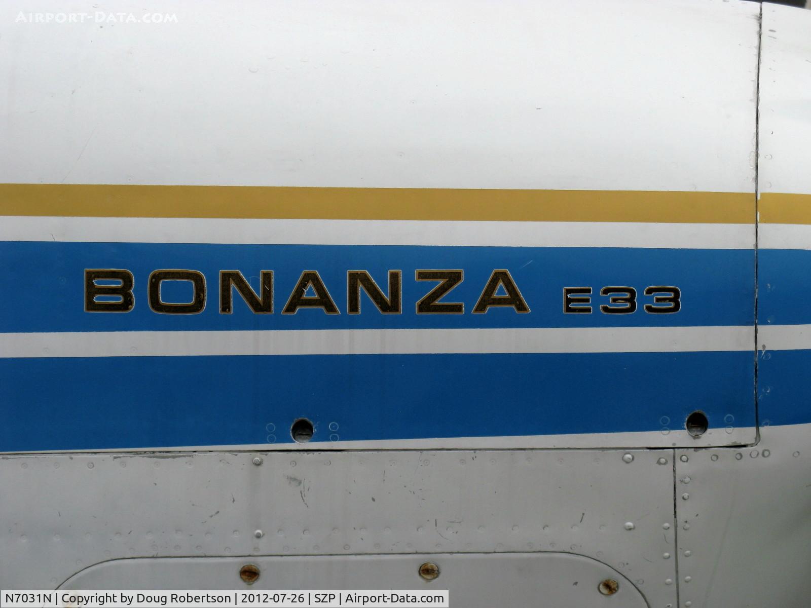 N7031N, 1967 Beech E33 Bonanza C/N CD-1125, 1967 Beech E33 BONANZA, Continental IO-470 225 Hp, logo