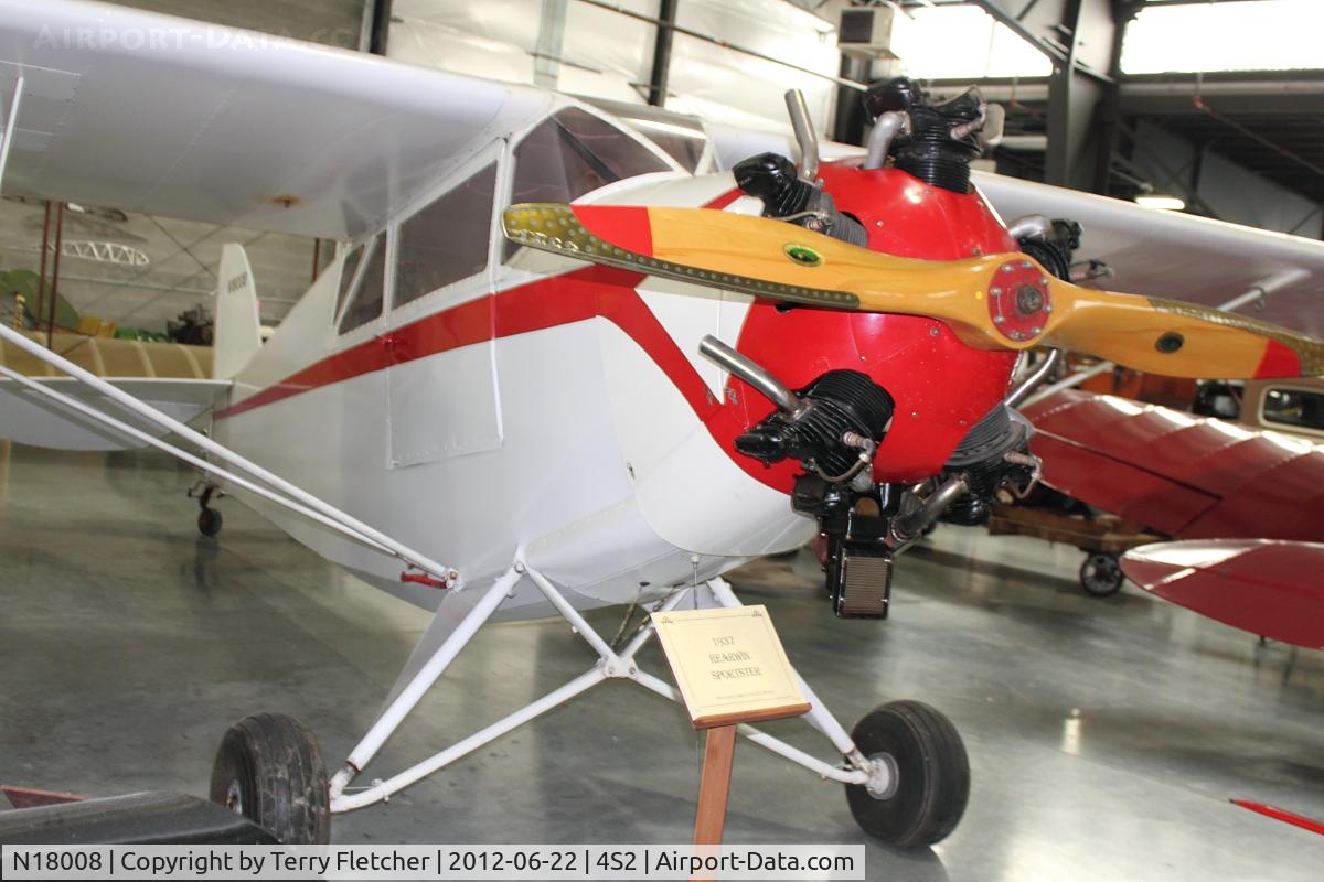 N18008, 1937 Rearwin Sportster 9000-W C/N 549, at Western Antique Aeroplane and Automobile Museum at Hood River, Oregon