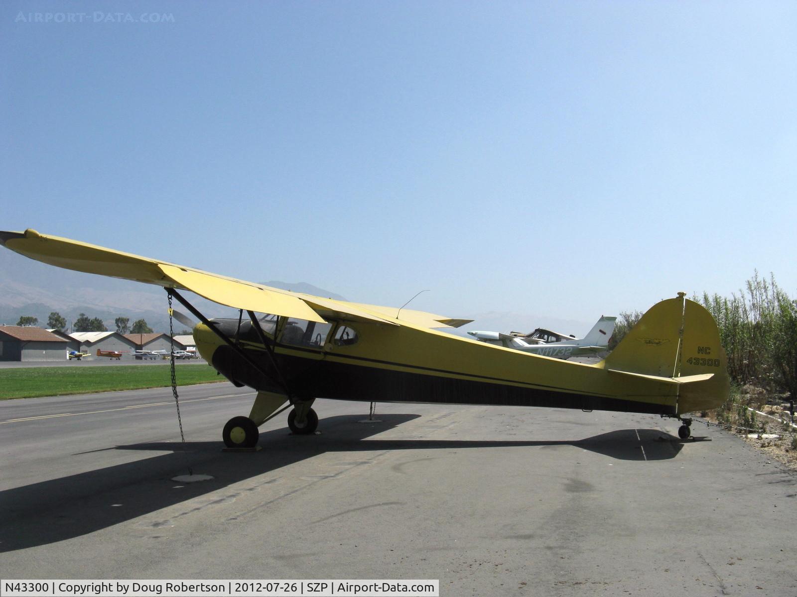 N43300, 1946 Taylorcraft BC12-D C/N 6959, 1946 Taylorcraft BC-12D TWOSOME, Continental A&C65 65 Hp. This aircraft was kindly donated to Aviation Museum of Santa Paula by deceased pilot/owner. See my photos going back to 1984 when it was 