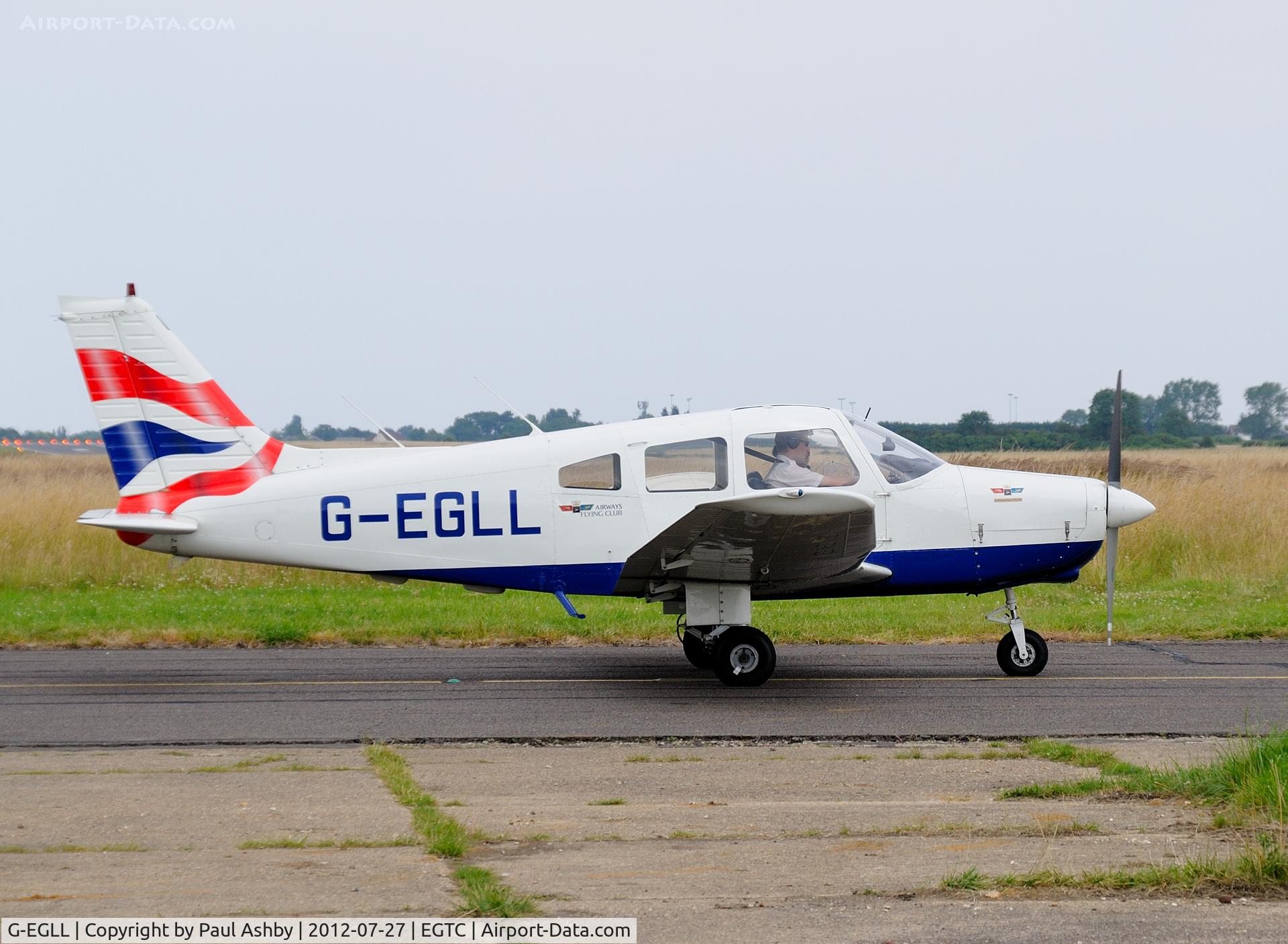 G-EGLL, 1977 Piper PA-28-161 Cherokee Warrior II C/N 28-7816257, Airways Flying School PA 28 awaiting instruction at Cranfield