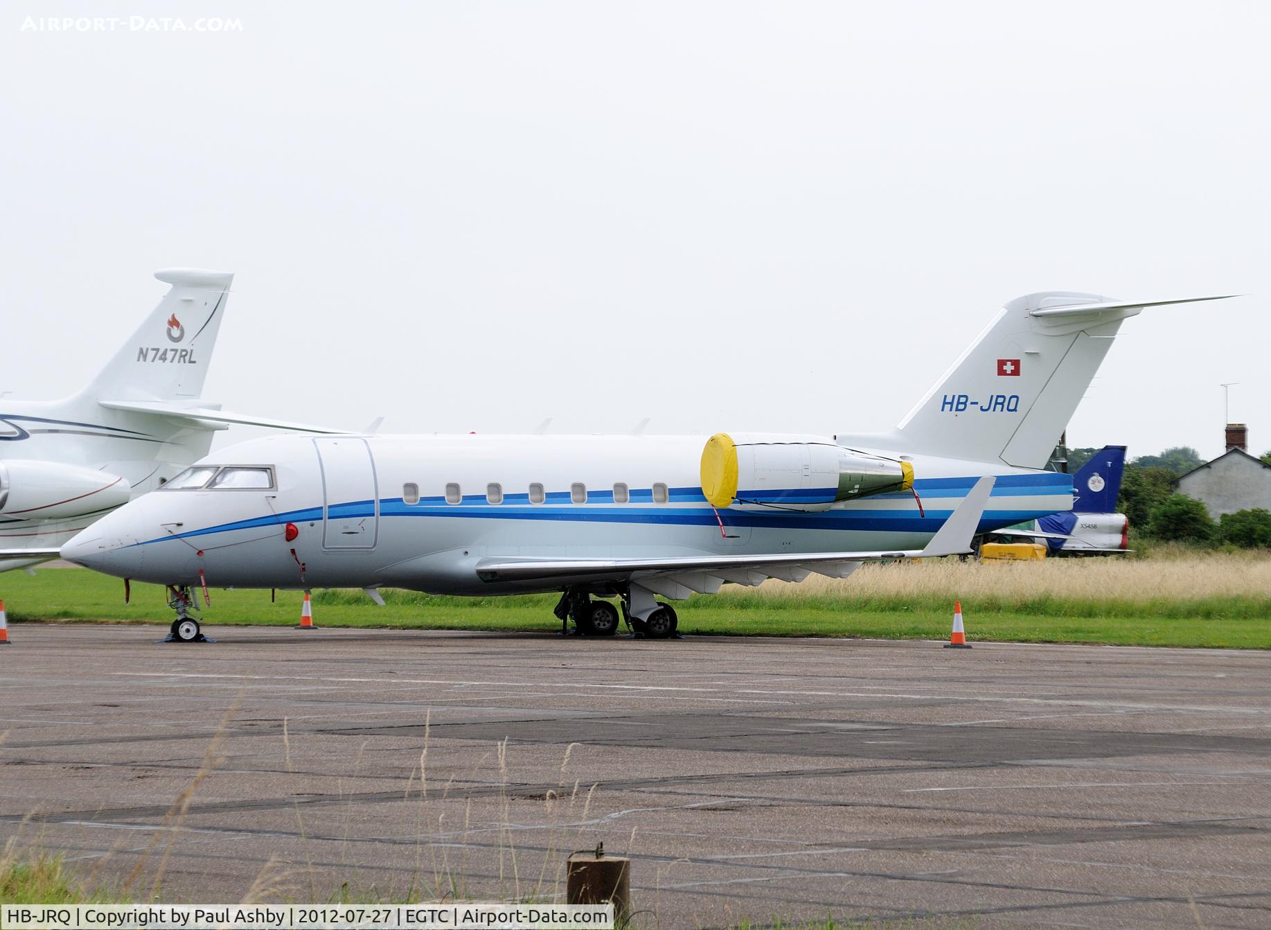 HB-JRQ, 2006 Bombardier Challenger 604 (CL-600-2B16) C/N 5651, Parked at Cranfield during the 2012 Olympics
