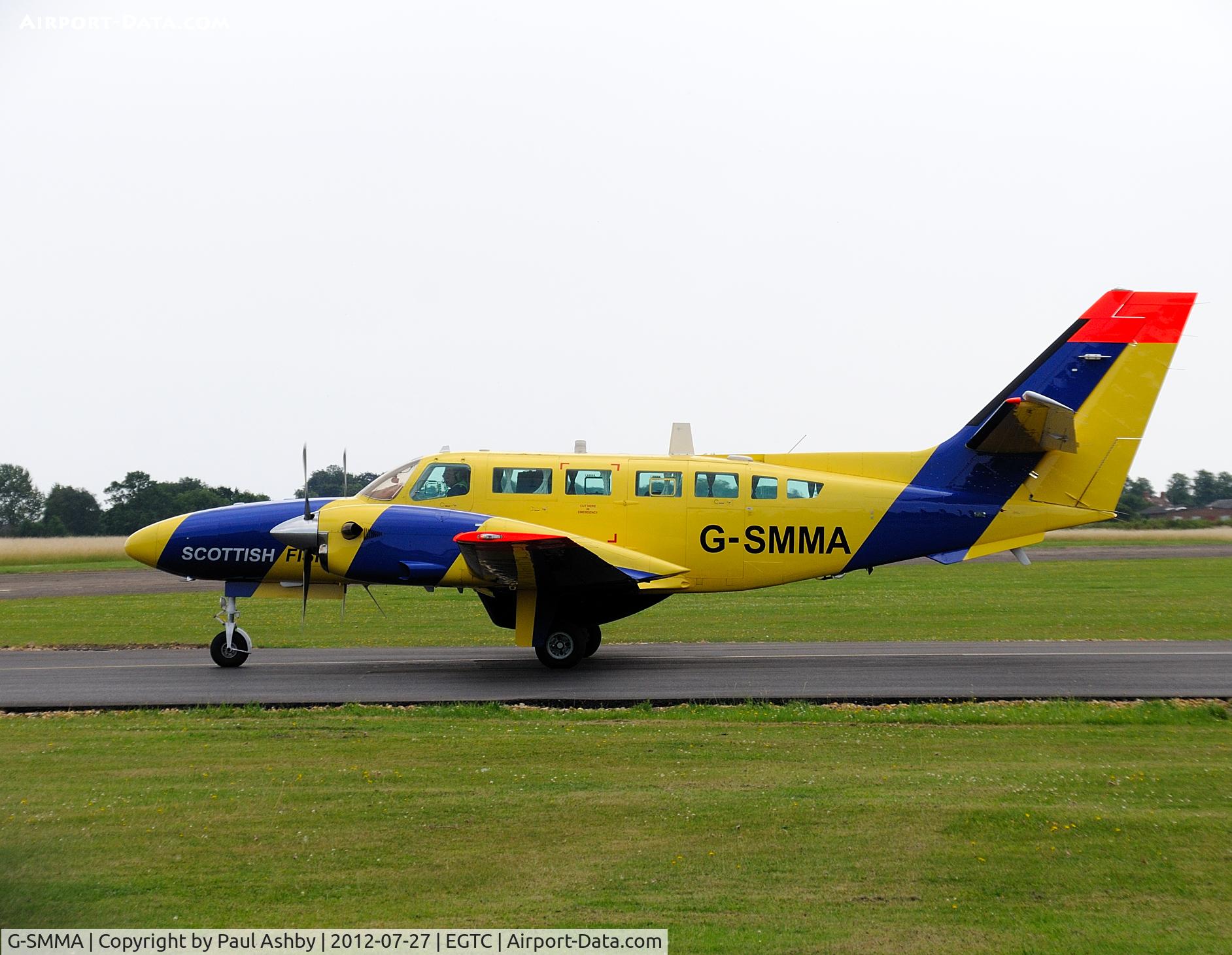 G-SMMA, 2008 Reims Cessna F406 Caravan II C/N F406-0094, Scottish Fisheries Protection Agency aircraft doing engine tests at Cranfield