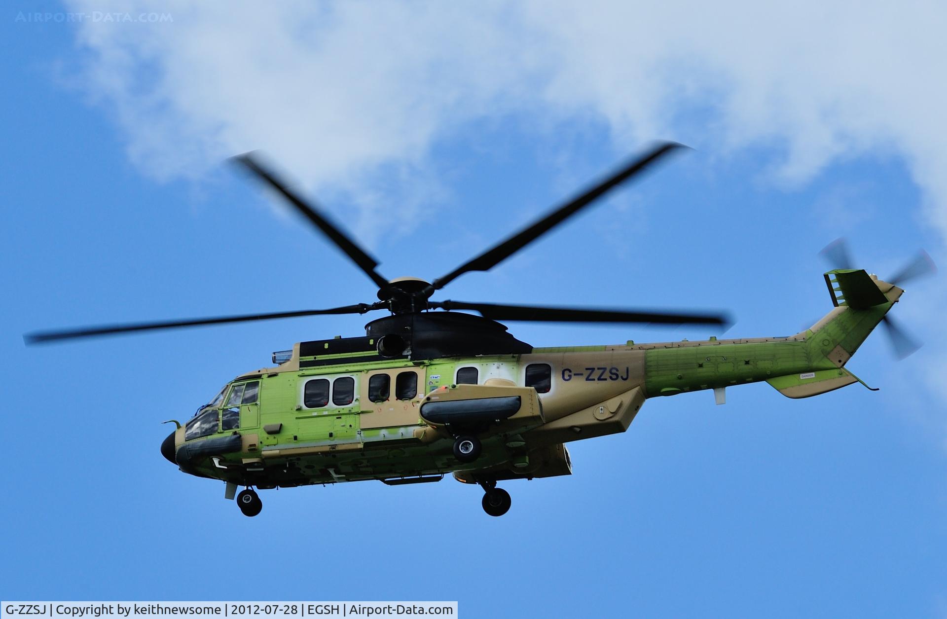 G-ZZSJ, 2012 Eurocopter EC-225LP Super Puma Mk2+ C/N 2842, Leaving Norwich after uploading fuel.