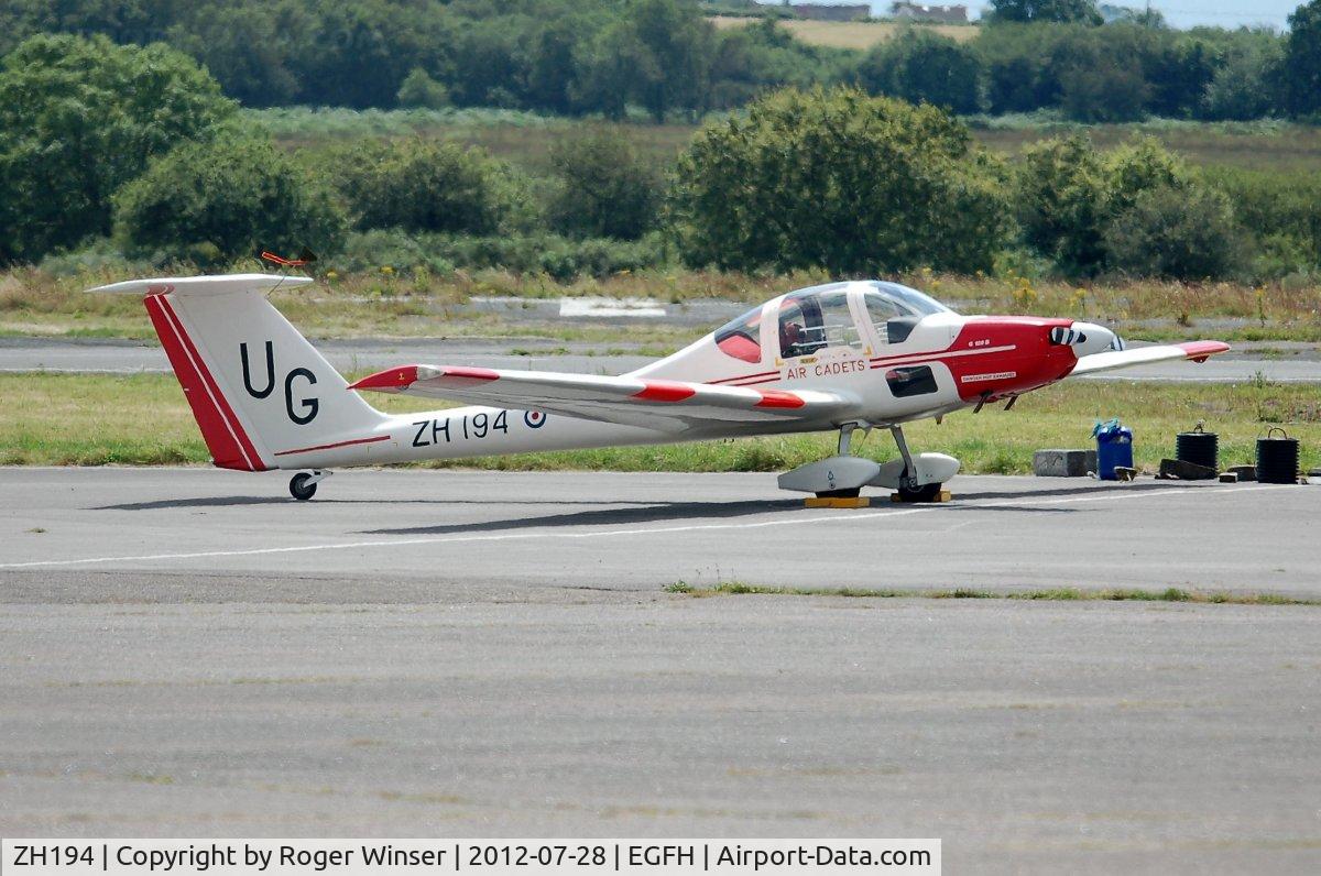 ZH194, Grob G-109B Vigilant T1 C/N 6545, Coded UG. Operated by 633 VGS at RAF Cosford. On temporary deployment for over a week to Swansea Airport to operate with 636 VGS.