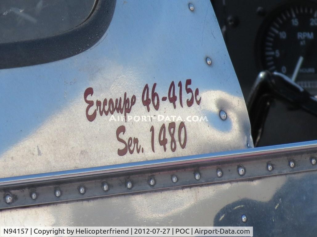 N94157, 1946 Erco 415C Ercoupe C/N 1480, Describing hersel and with s/nf