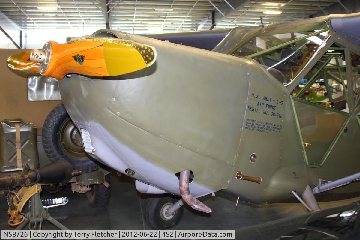 N58726, 1943 Stinson L-5 Sentinel C/N 76-510, At Western Antique Aeroplane & Automobile Museum in Hood River , Oregon