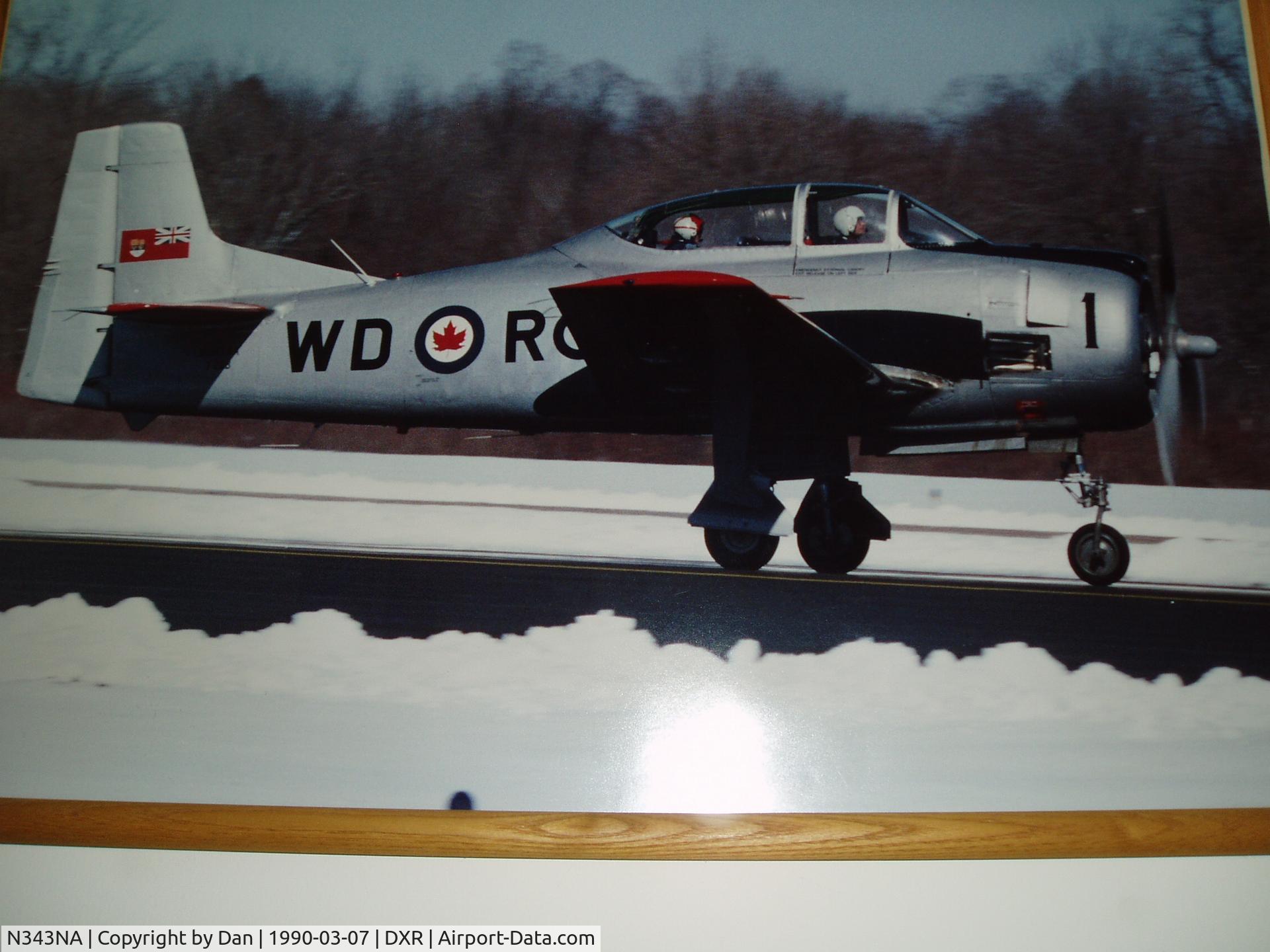 N343NA, 1955 North American T-28B Trojan C/N 200-414, On its way to Titusville FL. from Danbury CT. on 3/7/90.