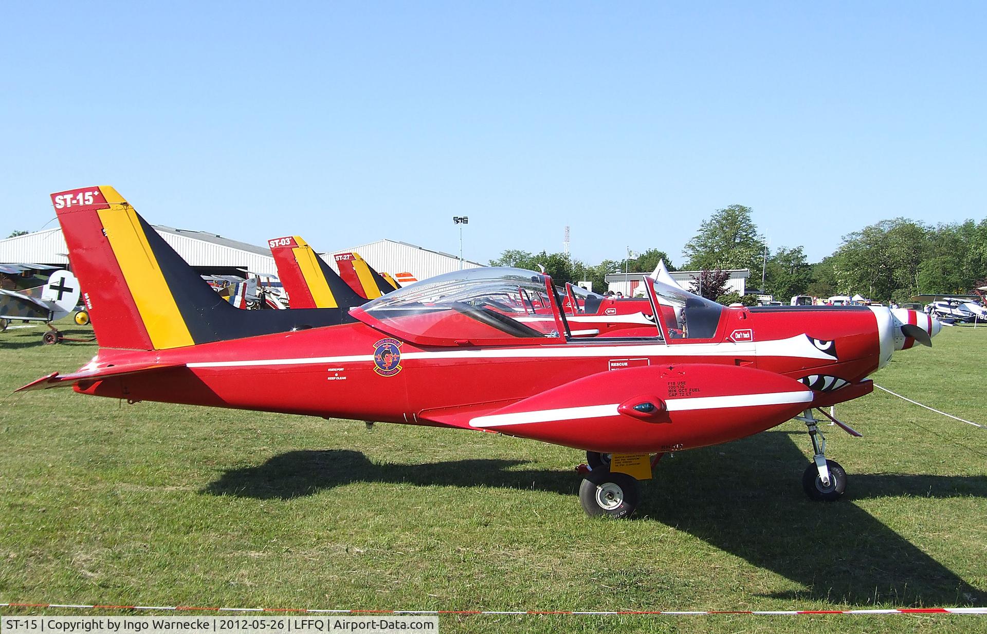 ST-15, SIAI-Marchetti SF-260M+ C/N 10-15, SIAI-Marchetti SF.260M+ of the 'Diables Rouges / Red Devils' aerobatic team of the Belgian Air Force at the Meeting Aerien 2012, La-Ferte-Alais