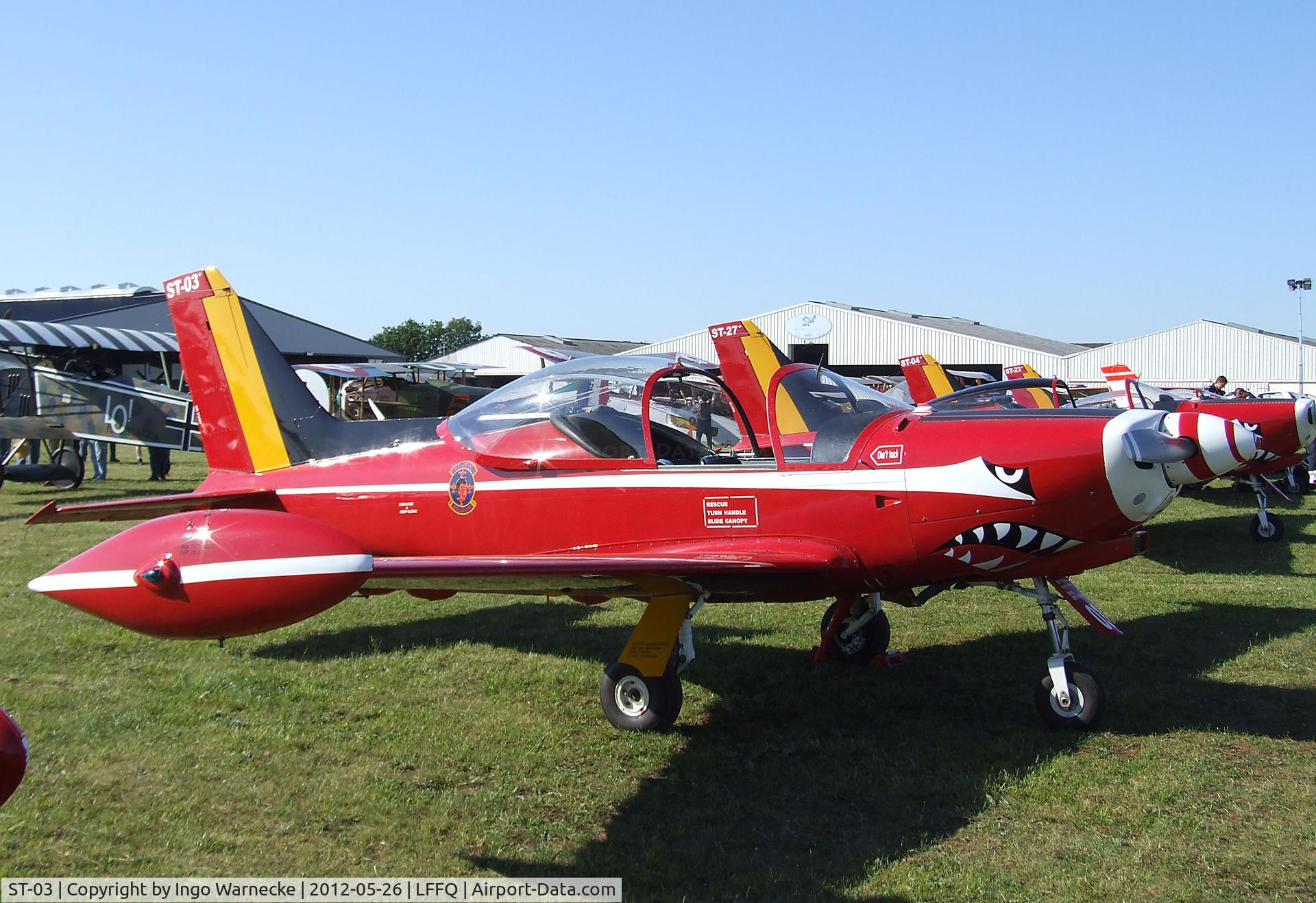 ST-03, SIAI-Marchetti SF-260MB C/N 10-03, SIAI-Marchetti SF.260MB of the 'Diables Rouges / Red Devils' aerobatic team of the Belgian Air Force at the Meeting Aerien 2012, La-Ferte-Alais
