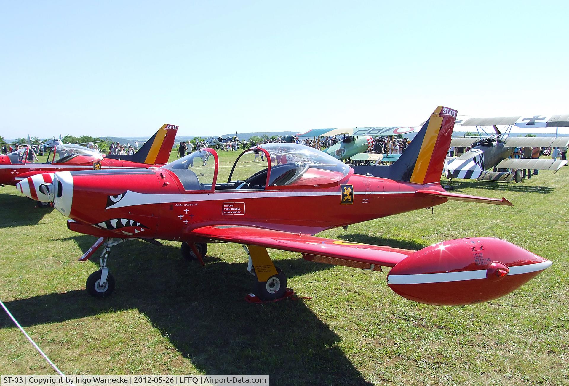 ST-03, SIAI-Marchetti SF-260MB C/N 10-03, SIAI-Marchetti SF.260MB of the 'Diables Rouges / Red Devils' aerobatic team of the Belgian Air Force at the Meeting Aerien 2012, La-Ferte-Alais