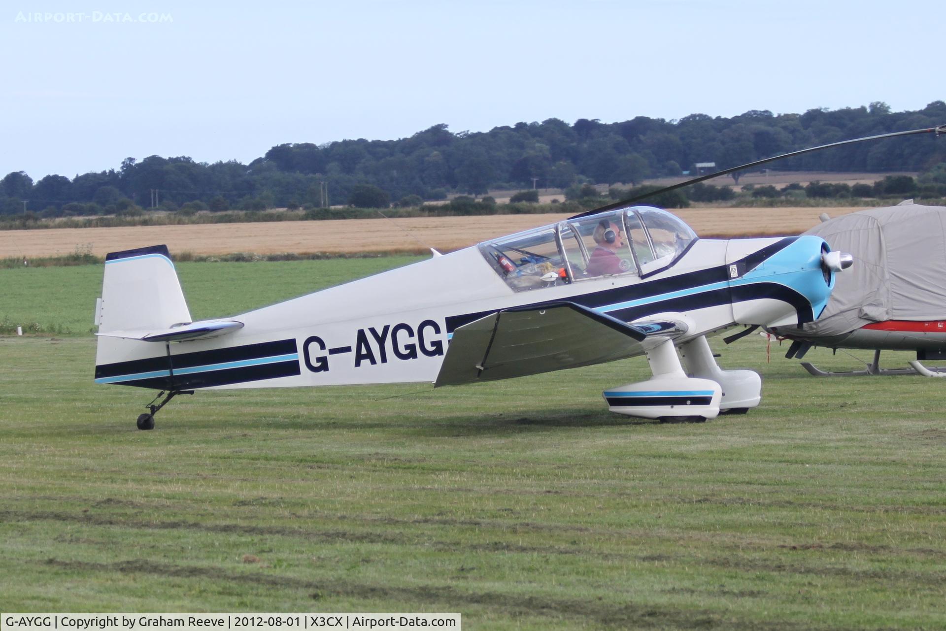 G-AYGG, 1960 Jodel (Wassmer) D-120 Paris-Nice C/N 184, Just landed.
