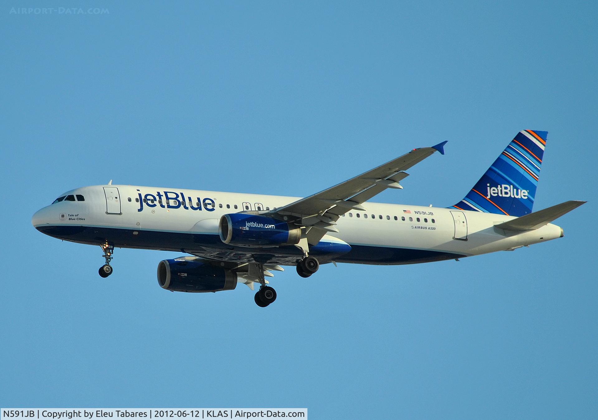 N591JB, 2004 Airbus A320-232 C/N 2246, Taken during final approach to McCarran International Airport.