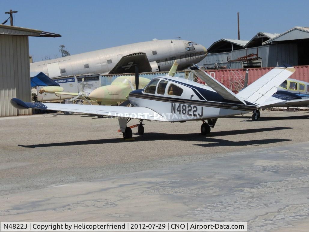 N4822J, 1966 Beech V35 Bonanza C/N D-8327, Parked in the paint shop parking area