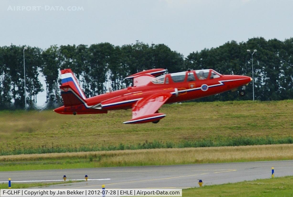F-GLHF, Fouga CM-170 Magister C/N 406, Taking off from runway 05 at Lelystad Airport to make a performance on the Texel Airshow
