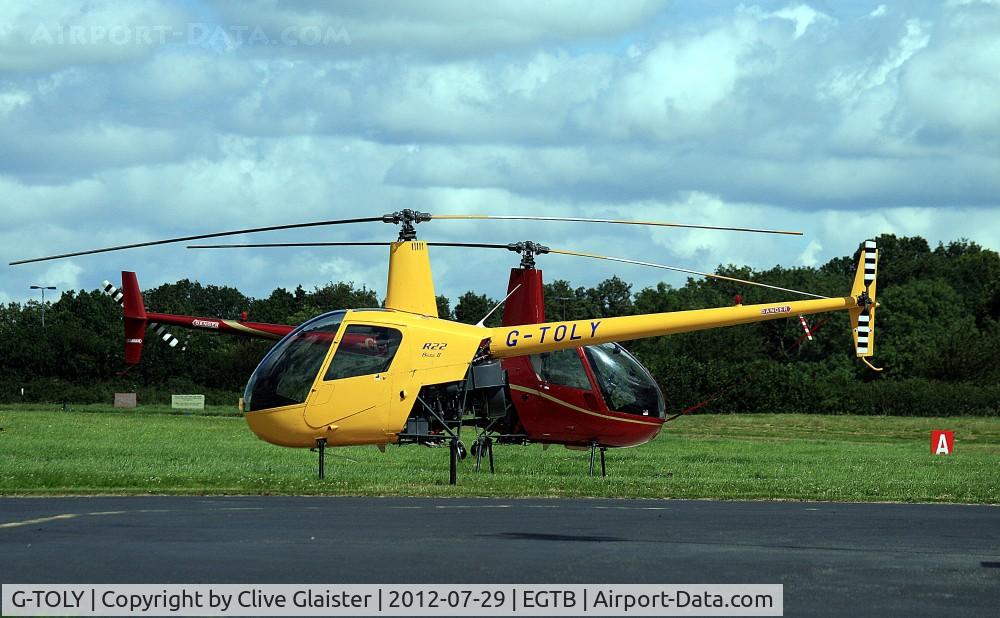 G-TOLY, 1998 Robinson R22 Beta II C/N 2809, Ex: G-NSHR > G-TOLY - Originally owned to, Gnashair Ltd in May 1998 as G-NSHR (acronym). Then owned to, Tolley in February 2001 as G-TOLY (another acronym) and currently with, Helicopter Services Ltd since January 2004.