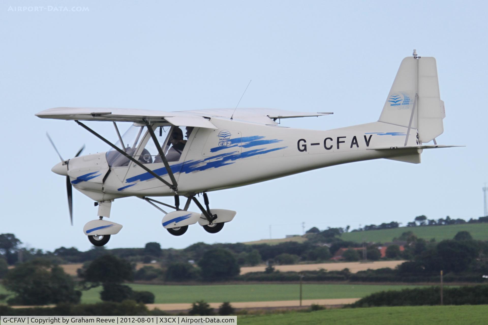 G-CFAV, 2008 Comco Ikarus C42 FB80 C/N 0802-6939, About to touch down.